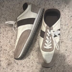 White and Brown Casual Sneakers
